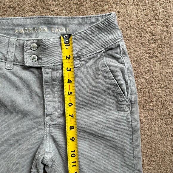American Eagle Pants Womens 2 28x31 Mid Rise High Rise Kick Boot Corduroy Grey - Picture 10 of 14